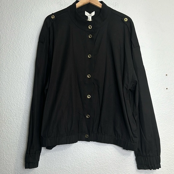Halston Women’s Size XXLarge Black Gold Button Front Military Jacket NWT - Picture 2 of 11